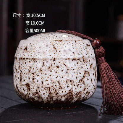 Ceramic tea can, small size, portable, kiln sealed can, household tea storage tank, powder medicine can tea tin Coffee can