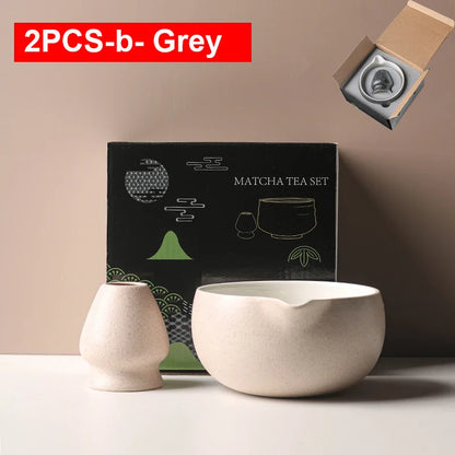 2 Pieces Traditional Japanese Matcha Bowl and Whisk Holder Tea Bowl with Pouring Spout for Office Table Tea Ceremony Party Gift