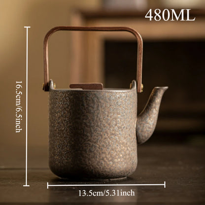 Ceramic Gilded Iron Glazed Beam Pot Tea Cup Tea Set Retro Tea Maker Japanese Cup Pot