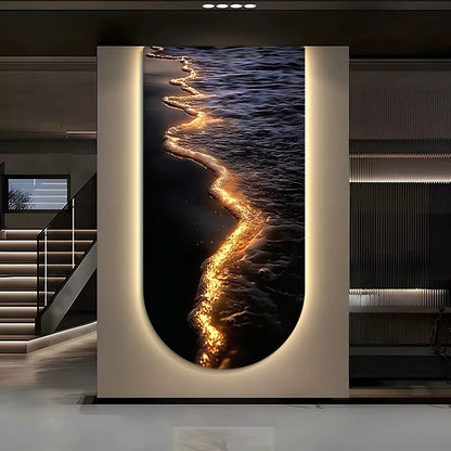 Ocean Wave Entrance Entrance Decoration Painting Led Home Interior Decoration Tableau Decoration Mural Wall Lamp Led Lights