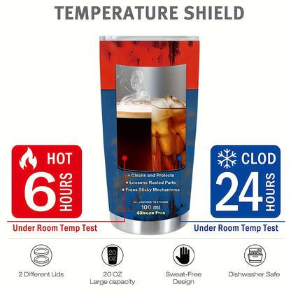 20oz Insulated Stainless Steel Tumbler with Lid - Double-Walled, Reusable Water Bottle for All Seasons, Ideal Outdoor Travel Acc