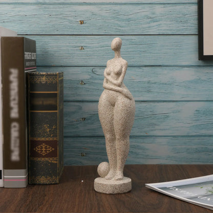 1pc, Sandstone Resin  Chubby Woman Statue  Handmade Sandstone Abstract Art Home Living Room Office Cabinet Tabletop Entryway Dec