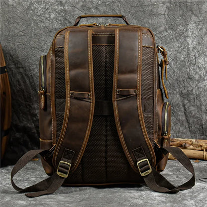 High Quality Bags Men's Leather Backpack Retro Luxury Fashion Style Backpack Travel Backpack School Bag For Men Leather Daypack