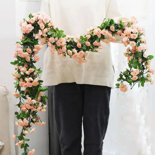 1PCS Umělé květiny réva 45ks / 69ks Rose Diy Wedding Decoration Fake Flower Home Room Decor Wall Girland Rostliny