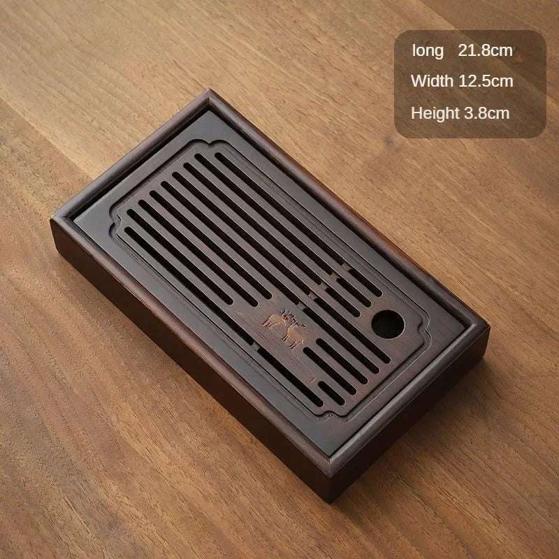 Japanese Portable Tea Serving Tray Travel Zen Mini Bamboo Tea Tray Wooden Small-scale Drainage Outdoors Exquisite Board Set
