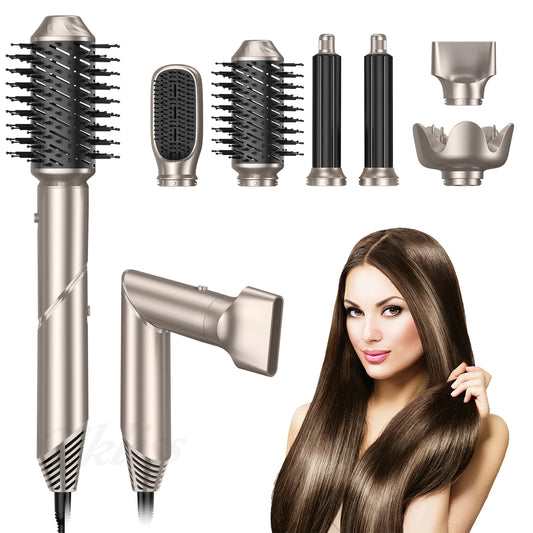 Falten Sie 6 in 1 Haartrockner Pinsel negativer ionischer Haargebläste Pinsel Salon Flow Trockner Luft Curler Zauberstab Keramik Curling Eisenstyler