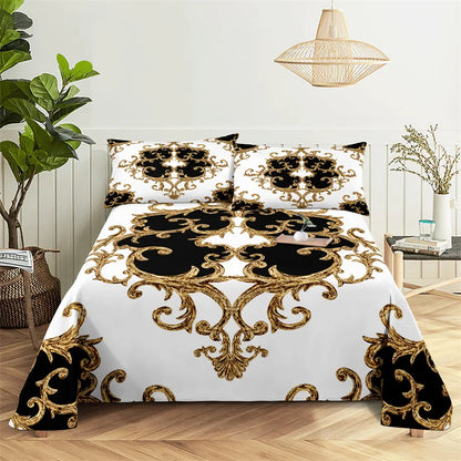 Smukke blomster mønster sengetøj ark hjem digital udskrivning polyester seng fladt ark med pillowcase print seng ark