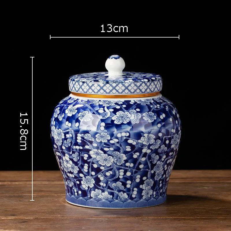 Blue and White Porcelain Tea Canister Ceramic Tea Organizer Box Storage Jars Desk Decoration Tea Jar Coffee Container Tea Caddy