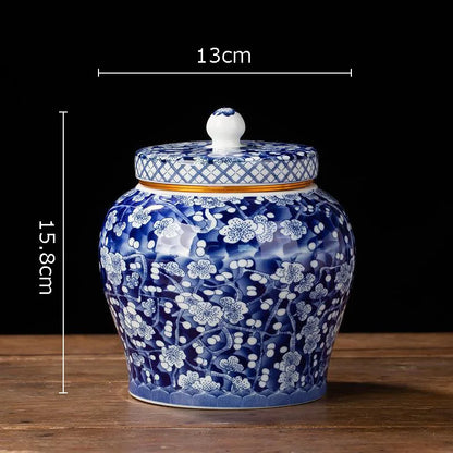Blue and White Porcelain Tea Canister Ceramic Tea Organizer Box Storage Jars Desk Decoration Tea Jar Coffee Container Tea Caddy
