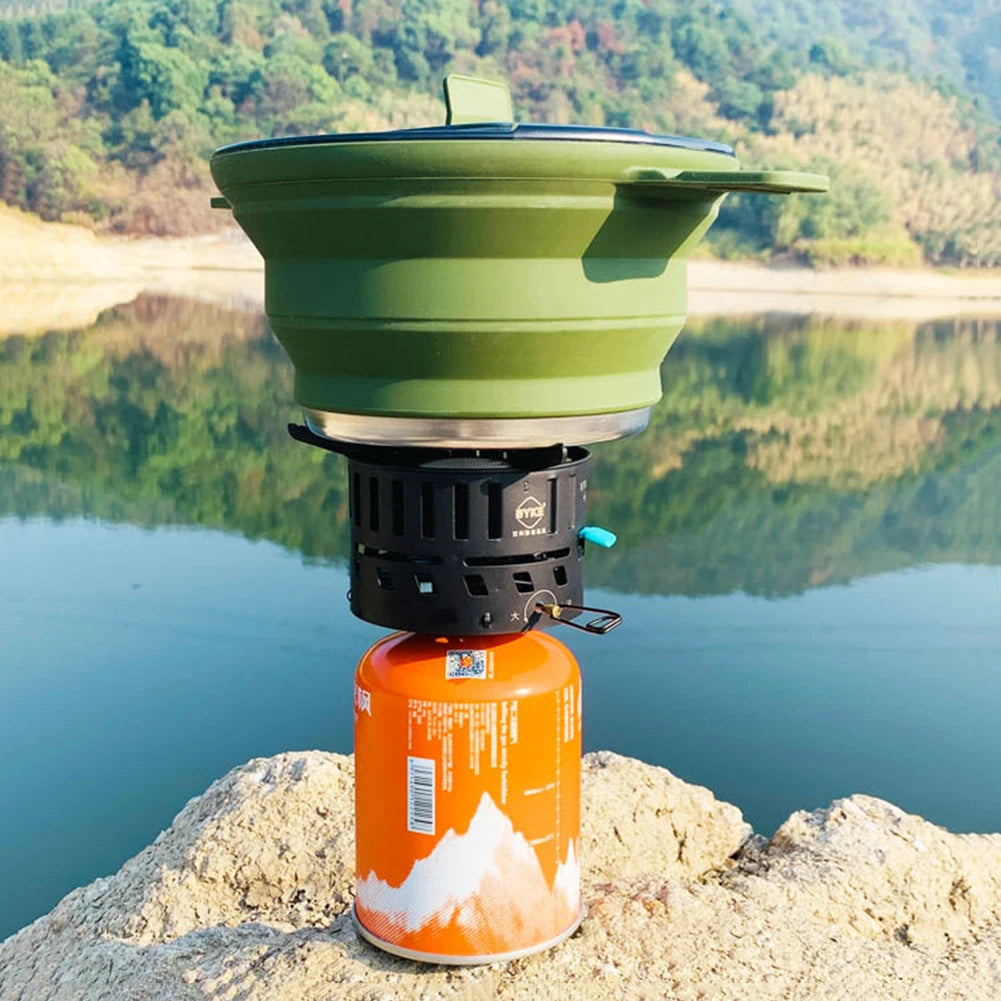 Camping portátil plegable Camping Kettle Saving Space Plapsible Pot de olla Resistente al calor con el mango para senderismo Vigera de mochilas