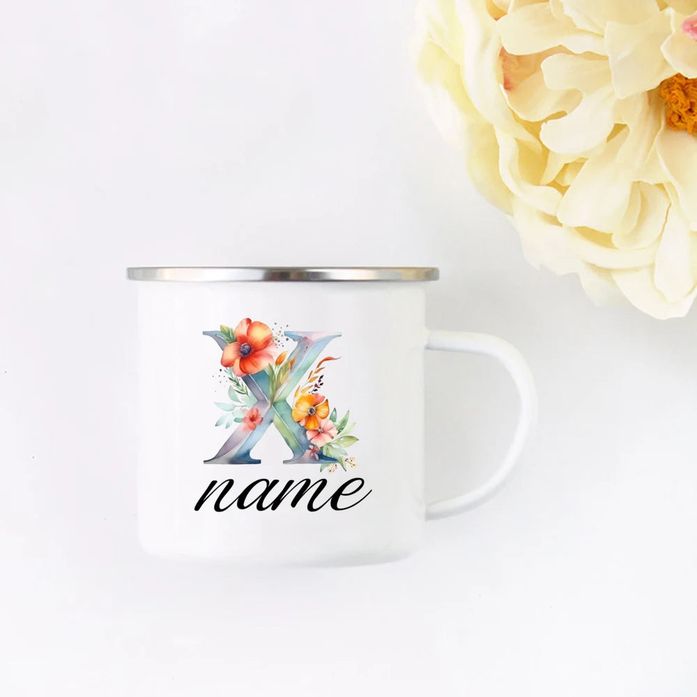 Personalized Floral Initial Name Cup Custom NameTea Coffee Hot Chocolate Mug Bride Bridesmaid Mothers Day Gift for Her