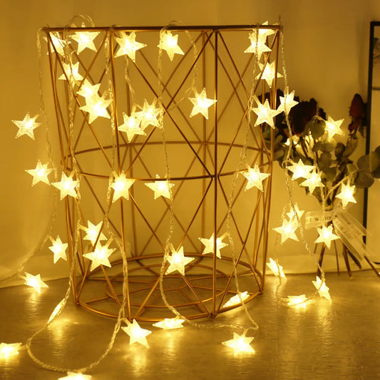 LED húros lámpák kültéri csillaglánc lámpák koszorú lámpák izzó tündér lámpák party otthon esküvői kert karácsonyi dekoráció