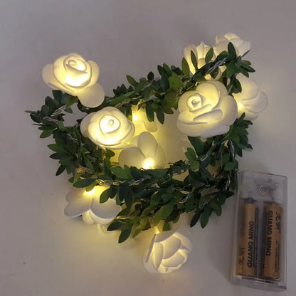 10/20leds alb 1,5/3 metri șiruri de flori de trandafir cu lumini centru de masa de nuntă decorațiuni strălucitoare artificiale de trandafir artificial