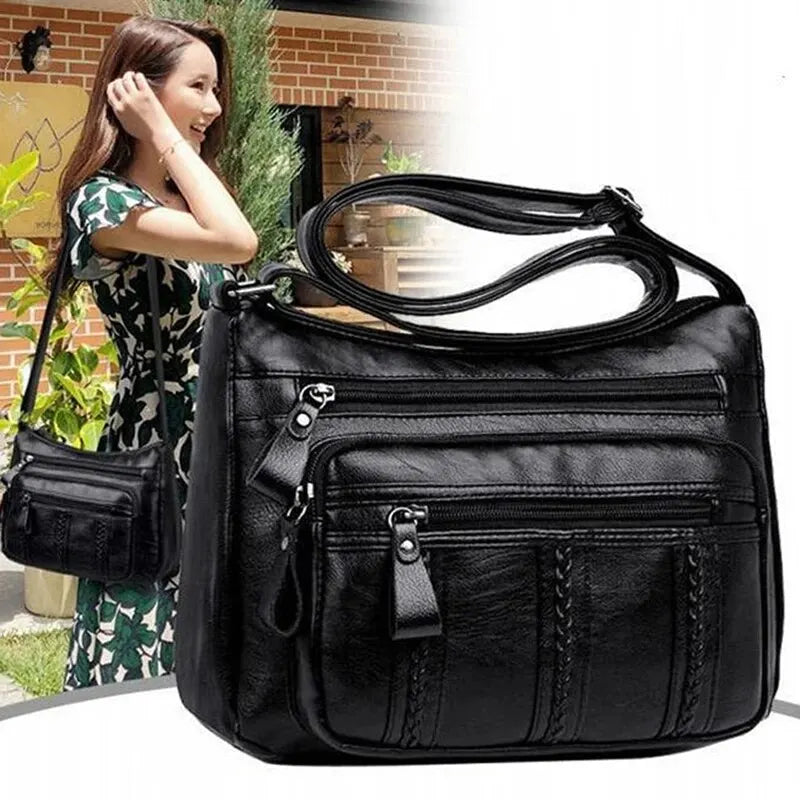 Women's Bag PU Multilayered Soft Leather Ladies Fashion Simple Shoulder Bags Mom's Bags Crossbody Bag
