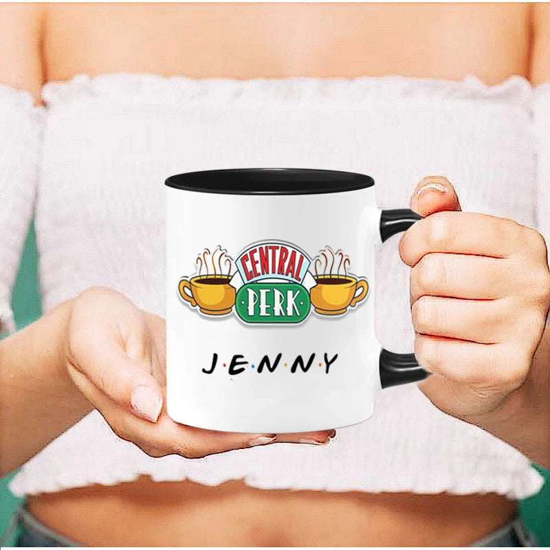 Personalized Name Mug Central Perk Design Coffee Mug  Custom Tea Cup Chocolate Milk Beer Mugs Lovers Friends Gifts Dropshipping