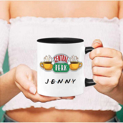Personalized Name Mug Central Perk Design Coffee Mug  Custom Tea Cup Chocolate Milk Beer Mugs Lovers Friends Gifts Dropshipping