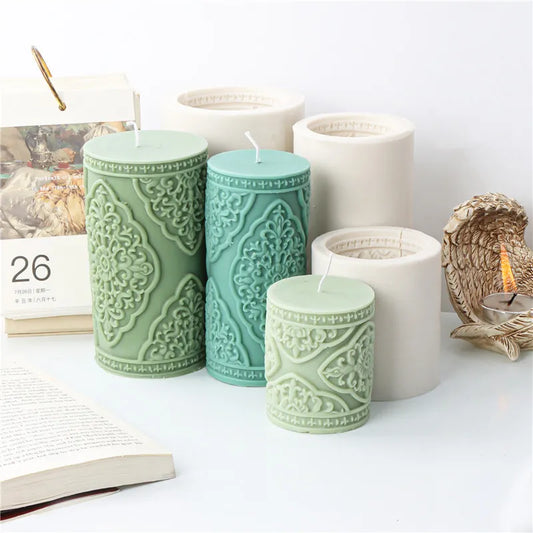 Columna de encaje Molde de velas de silicona para aromaterapia de bricolaje adornos de yeso para jabón epoxi resina manualidades de fabricación