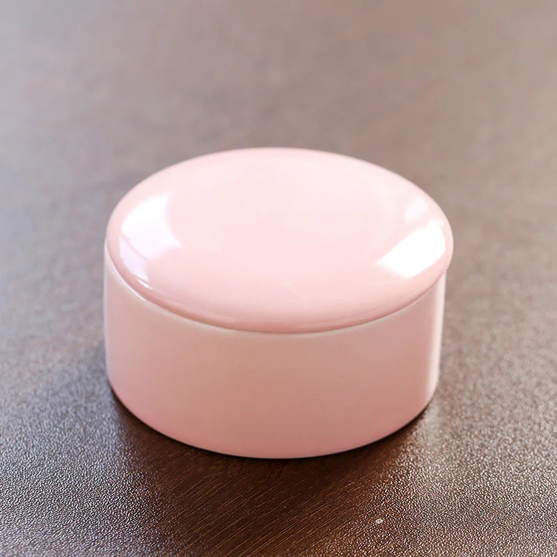 simple round ceramic jewelry storage box jewelry jar makeup box