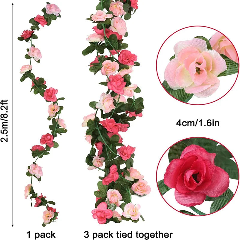 1dcs mesterséges virágok szőlő 45pcs / 69pcs rózsa diy esküvői dekoráció hamis virág otthoni szoba dekoráció fal lógó koszorú növények