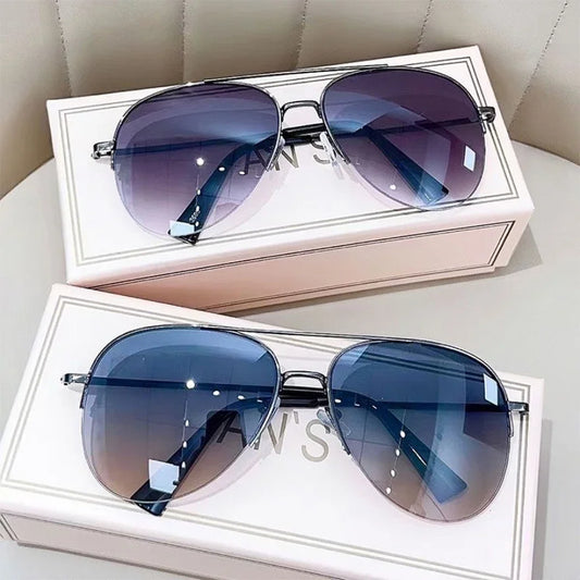 Óculos de sol de gradiente de moda para homens Big Frame Pilot Sun Glasses Design Anti-reflexivo Lunette de Soleil Homme UV400 (sem caixa)