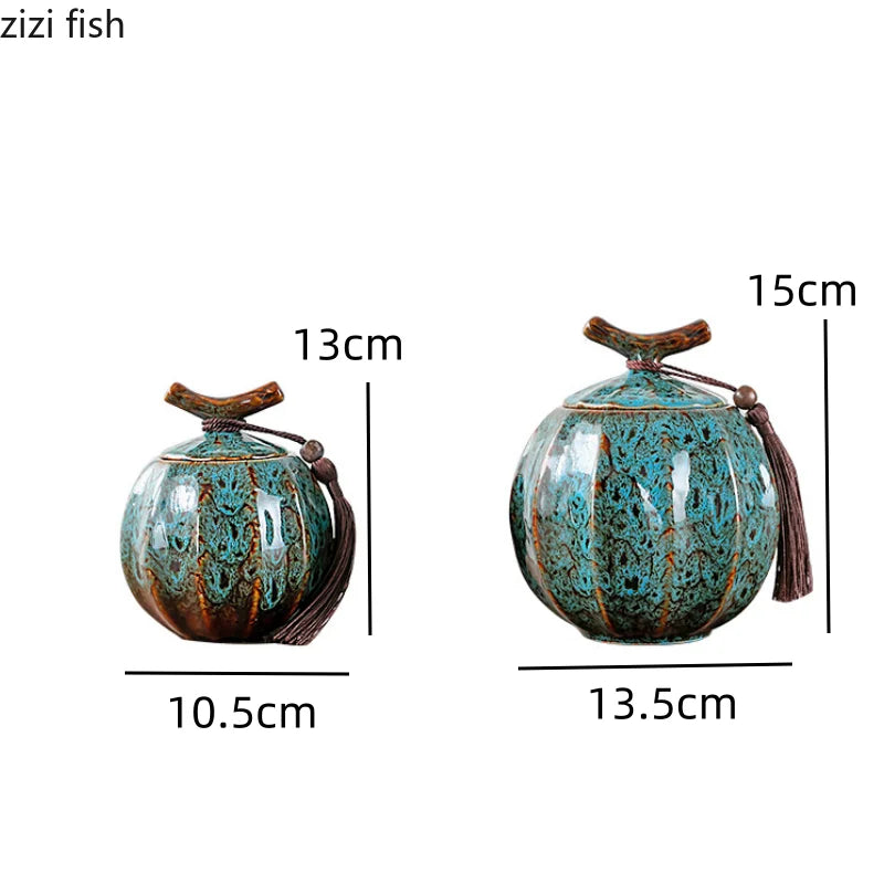 Kiln Change Ceramic Tea Caddy Food Storage Jar Sealed Jars Tea Box Tea Containers Storage Tank Candy Jar Home Organizer Teas Can