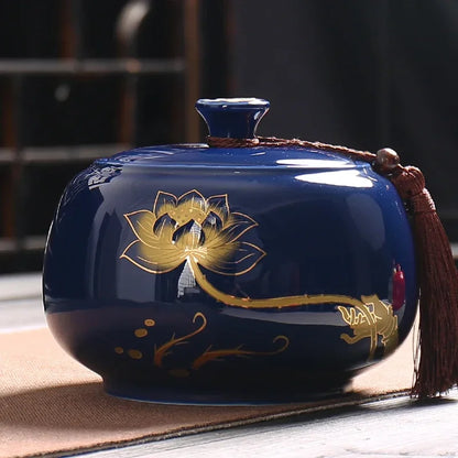 Large capacity Ceramics Tea Caddy Tieguanyin Tea Containers Travel Tea Box Storage Tank Sealed Tea Jar Coffee Spice Organizer