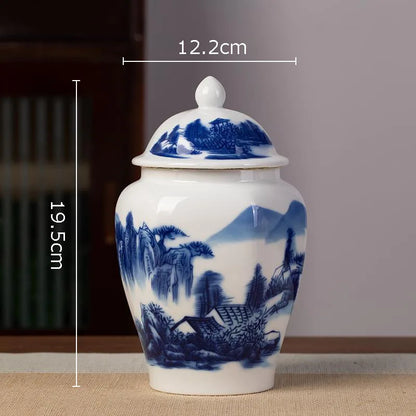 Blue and White Porcelain Tea Canister Ceramic Tea Organizer Box Storage Jars Desk Decoration Tea Jar Coffee Container Tea Caddy