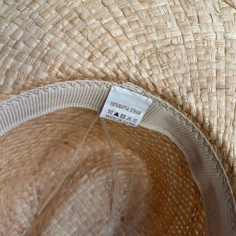 2023 NUEVO Firma Wide Brim's Straw Sombrero de paja Beint Twisted Panamá Gorro ancho Brim Kentucky Derby Beach Summer Sun Harley