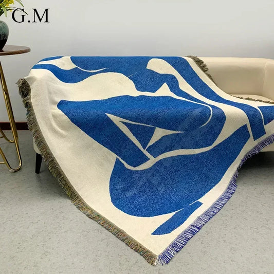 160x130cm ins in stil de aruncare pătură pentru canapea pat vintage Tassale tricotate Tapiserie Jacquard Covorașă de camping în aer liber