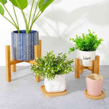 Lille holdbar træplanter potbakker blomsterpotte rack stærk fritstående bonsai Holder Home Garden Indoor Display Plant Stand