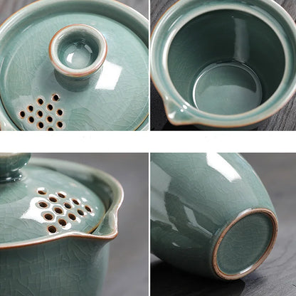 New Ceramics Tea Set 3 Cups Gaiwan Portable Travel Chinese KungFu Tureen Teaware Ceremony 170ML