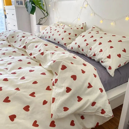 Zestaw pościeli w stylu INS Brak wypełniacza fioletowa tulipanowa kołdra mody płaska arkusz poduszki dla dziewcząt chłopcy pojedyncze łóżko podwójnie rozmiar