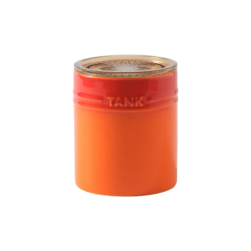 400ml Ceramic Storage Jar Kitchen Food Canisters Stackable Containers with Airtight Seal Plastic Lid for Coffee Tea Sugar Salt