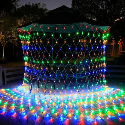 Solar alebo Eu zástrčka 3*2M LED sieťové svetlá vonkajšie sieťové sieťové svetlá so svetlami záclony pre reťazce okenných stien záhradný plot dekor
