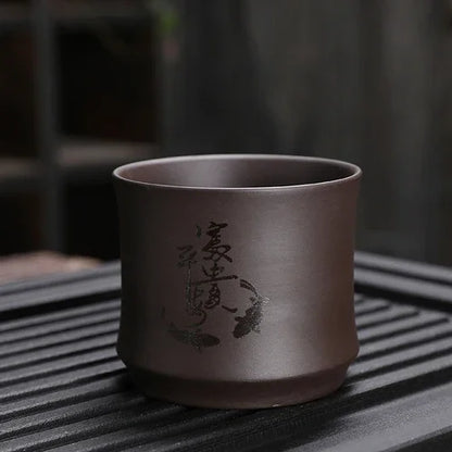 Chinese Yixing Purple Clay Teacup Portable Meditation Cup Handmade Boutique Tea Bowl Master Cup Customized Tea Set 120ml