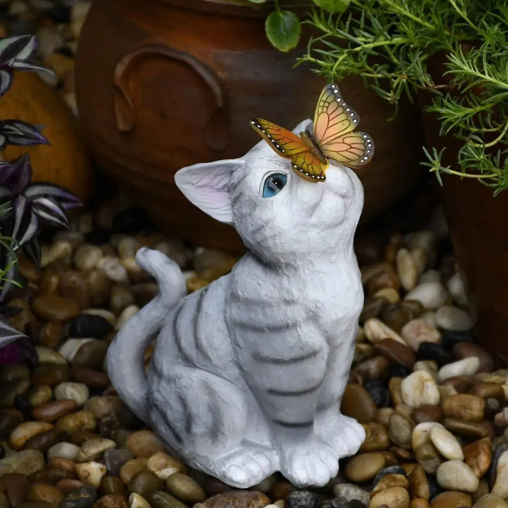 Ručně vytvořená socha kočky Aktivní představuje sluneční světlo zahrnovala kočičí ozdoba kočičí socha se solárním světlem Home Garden Decoration