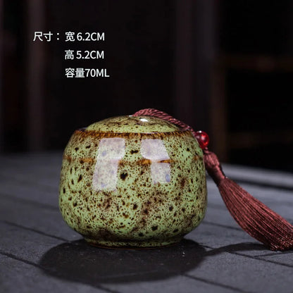Ceramic tea can, small size, portable, kiln sealed can, household tea storage tank, powder medicine can tea tin Coffee can