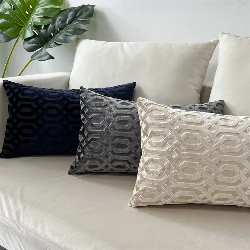 Decorative Luxury Jacquard Velvet Geo Cushion Cover Thick Soft Sofa Throw Pillowcase Seat Cushion Cover Home from Factory