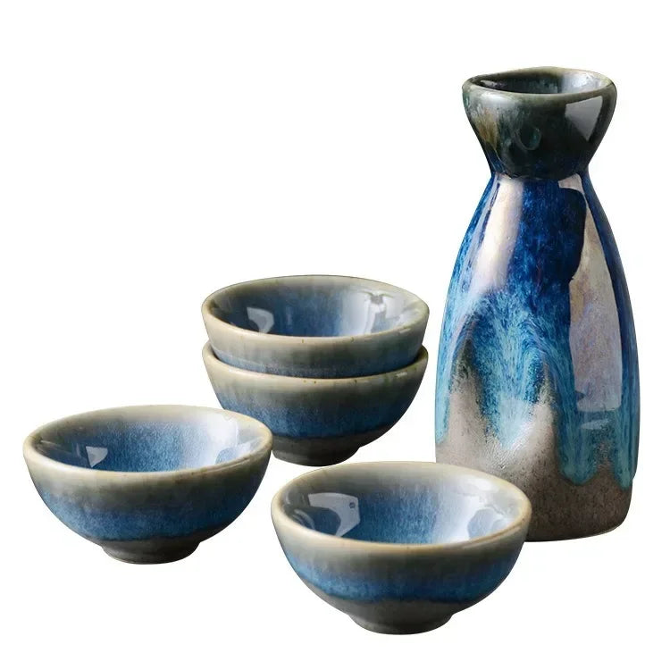Japanese Bar Sets Ceramic 1 Pot 4 Cups Wine Sets Vintage Liquor Mug Separator Kitchen Baijiu Tea Coffee Cup Tableware Gifts
