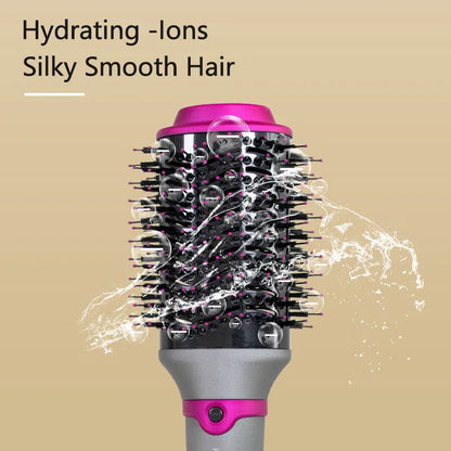 Donna spazzolando la spazzola per capelli 2 in 1 pennello elettrico a aria calda da un passo per salone a pelo per salone a pelo elettrico spazzola per asciugacapelli
