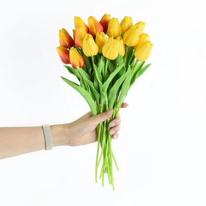 10 głowa luksusowe sztuczne tulipany kwiaty białe prawdziwe dotyk bukiet pianka fałszywa kwiat ślub dom domu