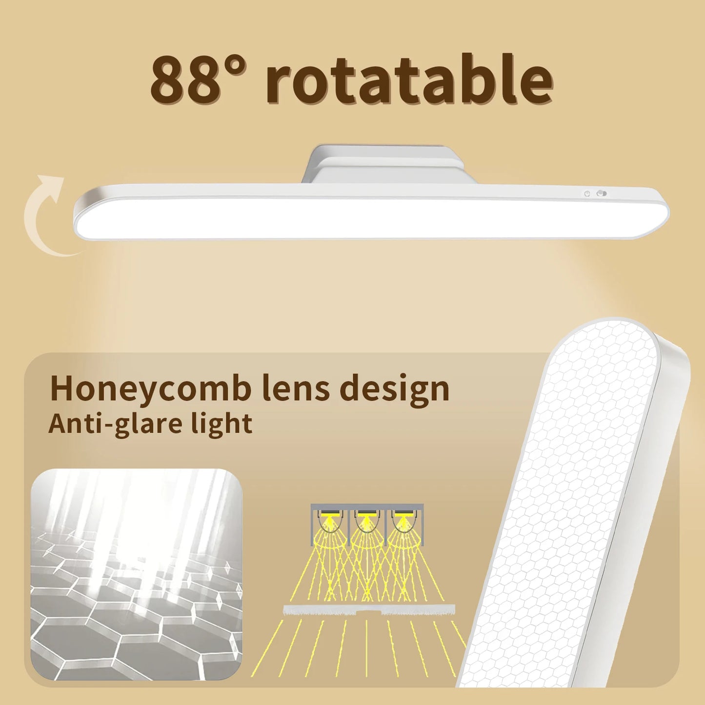 LED Desk Lamp Hanging Magnetic Stepless Dimming LED Night Light USB Rechargeable Bedroom Light Cabinet Closet Reading Night Lamp