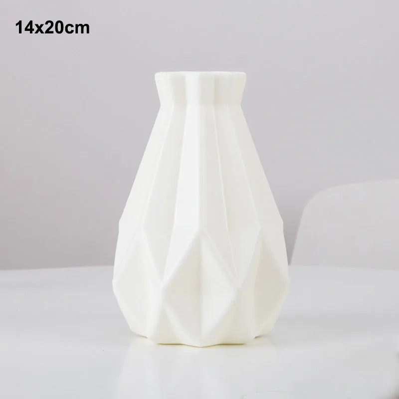 Morandi Plastic Vase Living Room Decoration Ornaments Modern Origami Plastic Vases for Flower Arrangements Home Decoration