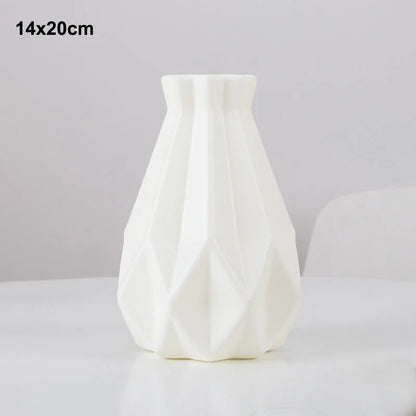 Morandi Plastic Vase Living Room Decoration Ornaments Modern Origami Plastic Vases for Flower Arrangements Home Decoration