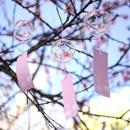 Campana de viento japonesa Sakura Sakura Campos de viento Decoración de jardín de vidrio al aire libre Furina Pared colgante de decoración del hogar Cabriminación colgante
