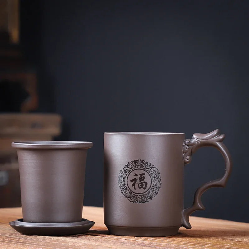 Chinese Yixing Purple Clay Teacups Raw Ore Handmade Master Cup Household Drinkware Chinese Teaware Supplies with Filter