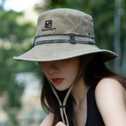 Pălărie de soare în stil atmosferă pentru femei, pălărie de pescari de soare de primăvară și vară pentru alpinism, camping, călătorii și în aer liber