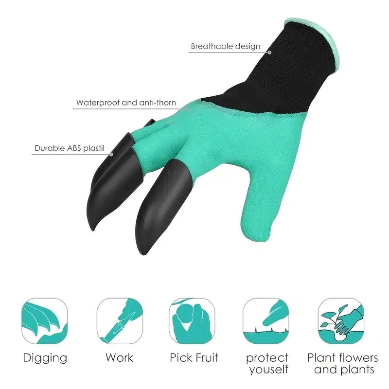 2PCS Garden Gloves with Claws for Women and Men Both Hands Gardening Work Gloves Garden Gloves Yard Work Safe Glove for Digging