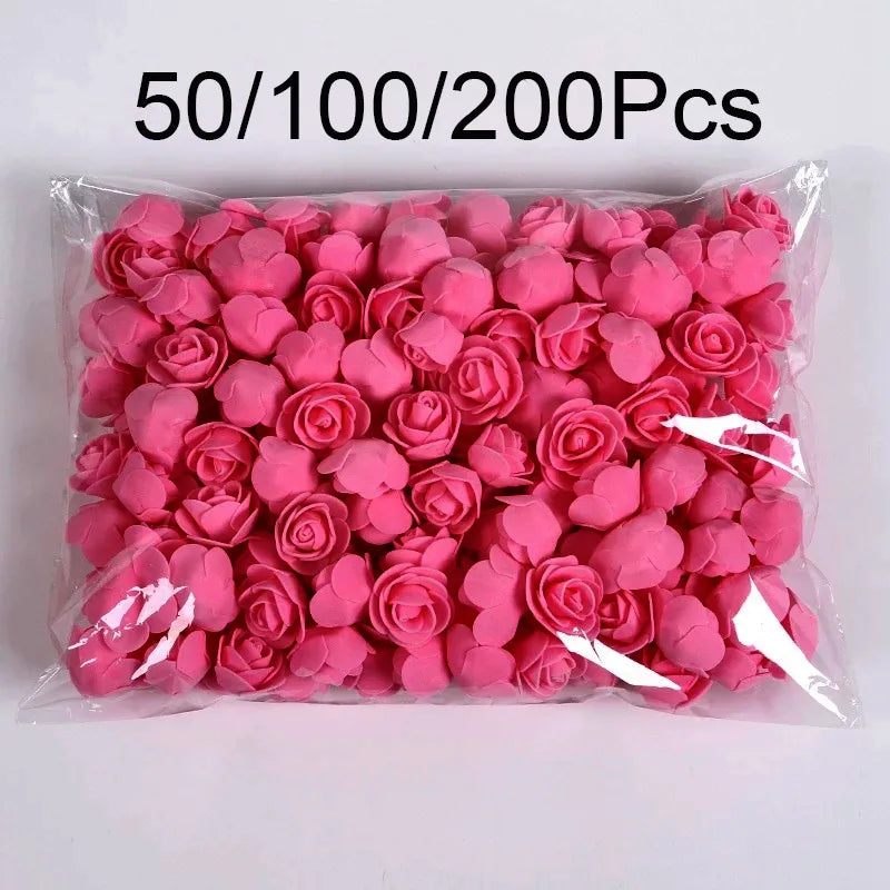 50/100/200pcs 3,5 cm Pianka Rose Głowice Róży sztuczny kwiat misy Rose na wesele urodziny