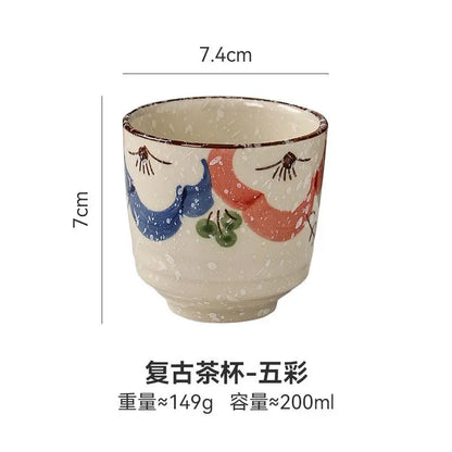Japanese style Hefeng hand-painted ceramic tea cup, wine cup, small size drinking cup, hotel heat-resistant thickened home tea